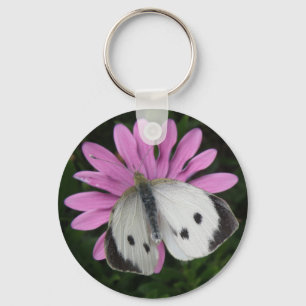 Schmetterling und rosa Blume Schlüsselanhänger
