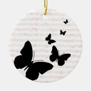 Schmetterling und rosa Noten Keramikornament