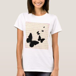 Schmetterling und rosa Noten T-Shirt