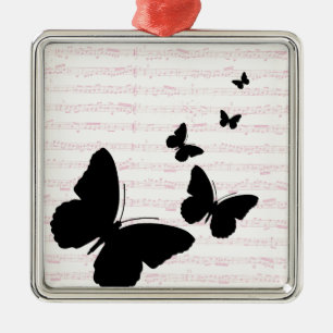 Schmetterling und rosa Notizen Silbernes Ornament
