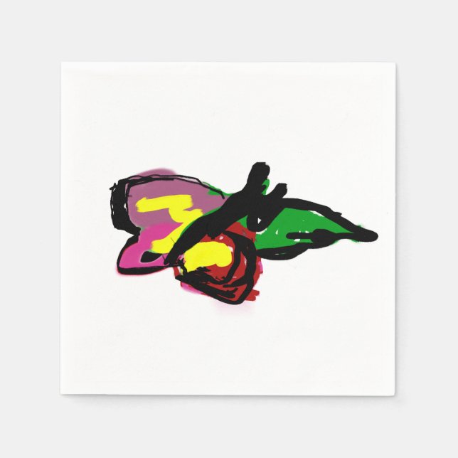 Schmetterling und Rose Serviette (Vorderseite)