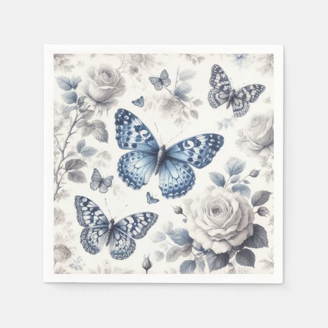 Schmetterling und Rose Serviette (Vorderseite)