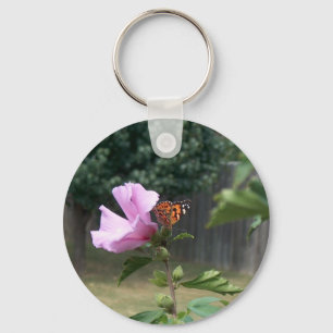 Schmetterling und Rose Sharons Schlüsselanhänger
