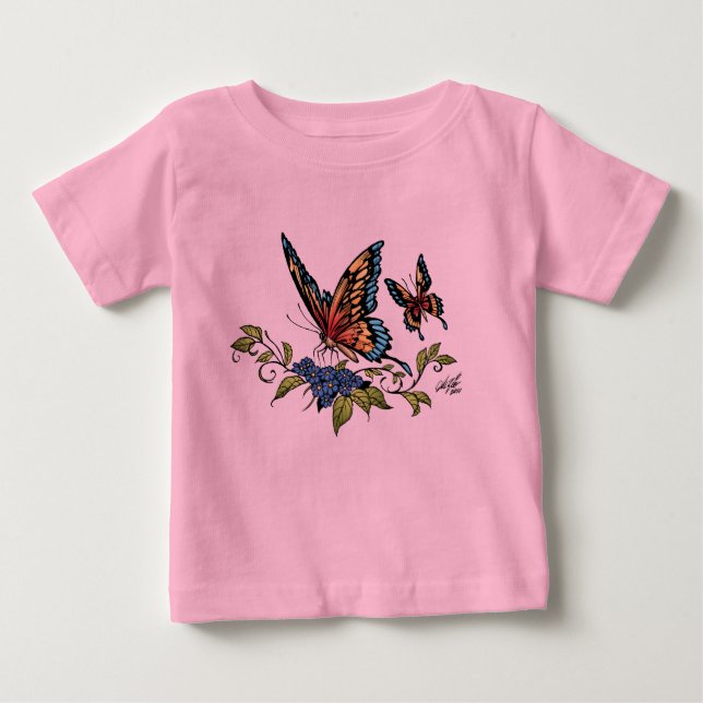 Schmetterling und Schmetterlinge farbenreich durch Baby T-shirt (Vorderseite)