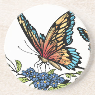 Schmetterling und Schmetterlinge farbenreich durch Sandstein Untersetzer
