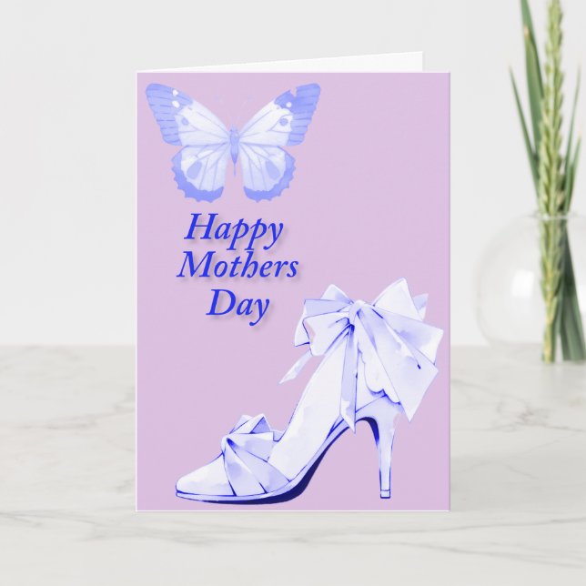 Schmetterling und Schuhe in Blau und Rosa Karte (Vorderseite)