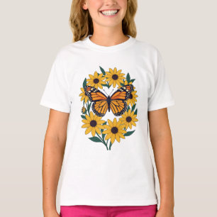 Schmetterling und schwarz-Mit Augen Blume T-Shirt
