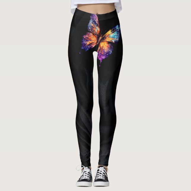 Schmetterling und schwarze Leggings (Vorderseite)