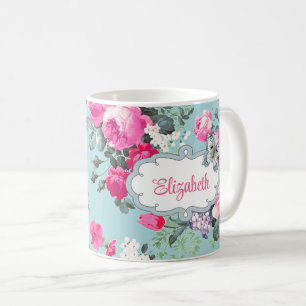 Schmetterling und Vintage Rose Muttertagsgeschenk Tasse