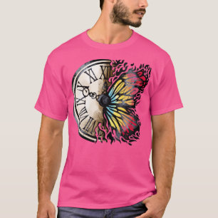 Schmetterling und Vintage Uhr T-Shirt