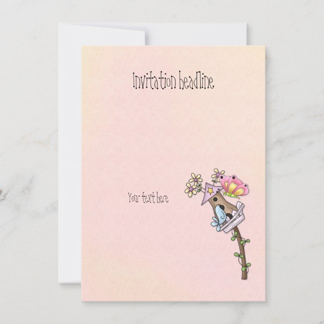 Schmetterling und Vogeltreffen im Vogelhaus Einladung (Vorderseite)