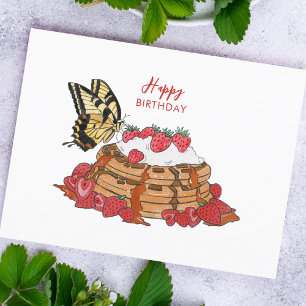 Schmetterling und Waffeln Glücklich zum Geburtstag Postkarte