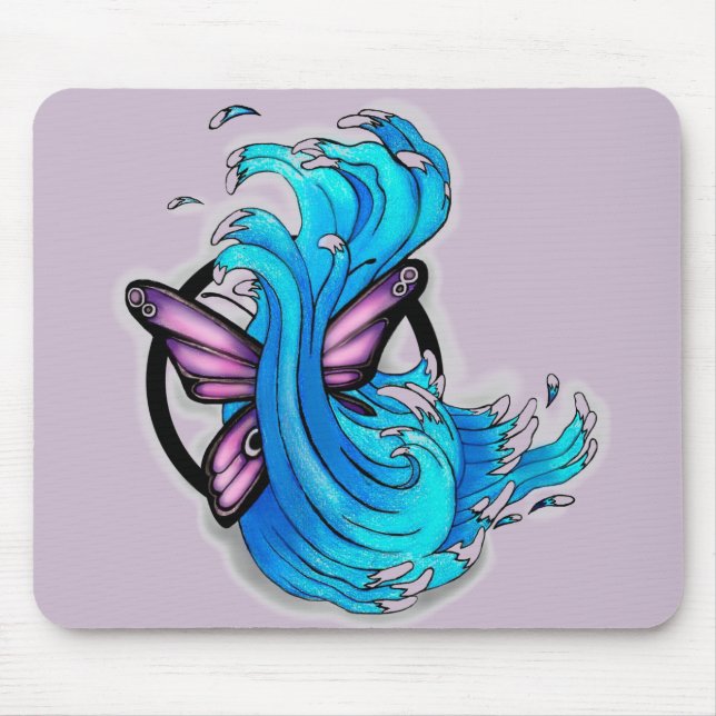 Schmetterling und Wellen Mousepad (Vorne)