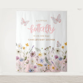 Schmetterling und Wildblume Babydusche Hintergrund Wandteppich