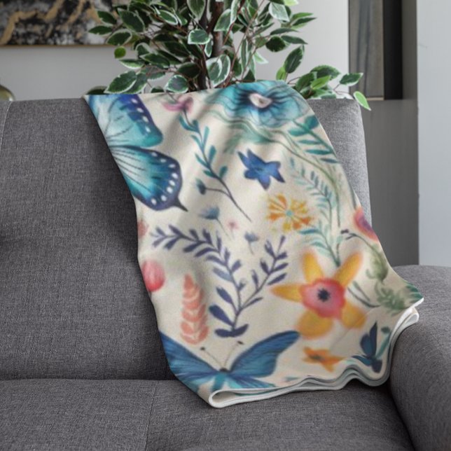 Schmetterling und Wildblume Fleecedecke (Von Creator hochgeladen)