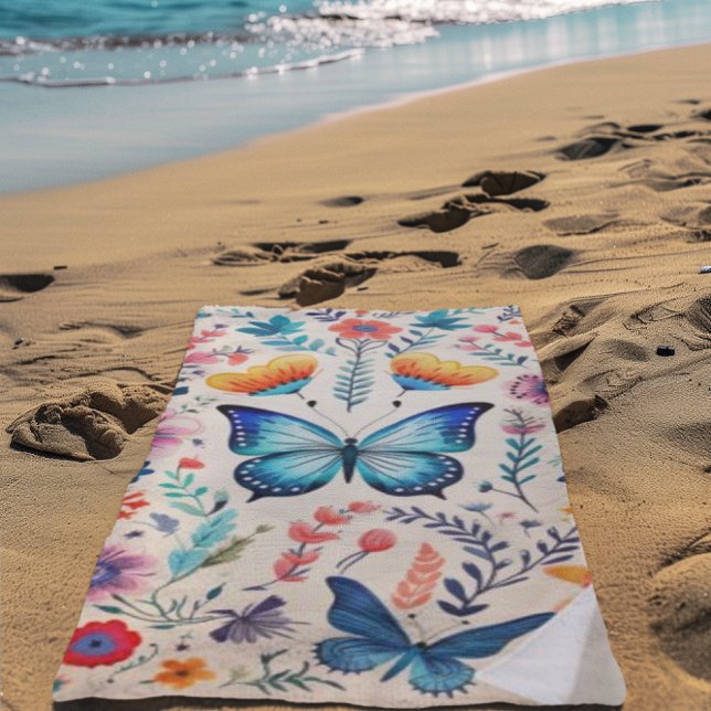 Schmetterling und Wildblume Strandtuch (Von Creator hochgeladen)