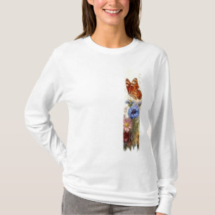 Schmetterling unter den Wildblumen Pinselstrich T-Shirt