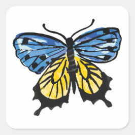 Schmetterling unter ukrainischer Flagge Quadratischer Aufkleber
