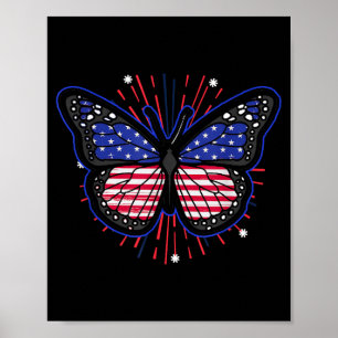 Schmetterling USA Amerikanische Flagge _ Unabhängi Poster