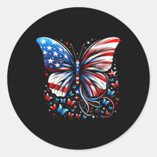 Schmetterling USA-Flagge Süß 4. Juli Lustig Amerik Runder Aufkleber