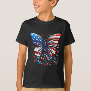Schmetterling USA-Flagge Süß 4. Juli Lustig Amerik T-Shirt