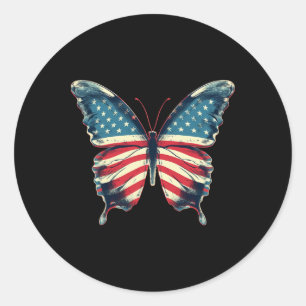 Schmetterling USA-Flagge Vintage Süß Amerikanisch Runder Aufkleber