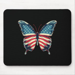 Schmetterling USA-Flagge Vintage Süße Amerikanisch Mousepad