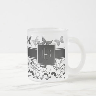 Schmetterling Viktorianisch Geblüht Schwarz-weiß Mattglastasse