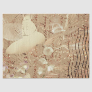 Schmetterling Vintage Antik Floral Sepia Schrift Seidenpapier