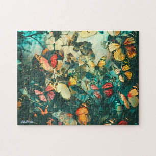 Schmetterling Vintage farbenfroh Augen entspannen  Puzzle