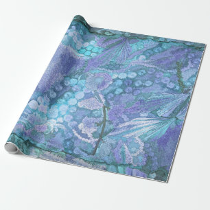 Schmetterling Vintage Lila Türkis Blau Romantisch Geschenkpapier