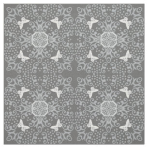 Schmetterling Vintage-Look-Muster Grau Stoff
