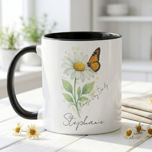 Schmetterling Wasserfarbe Gänseblümchen Tasse