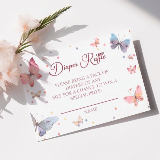 Schmetterling Wasserfarbe Pastel Diaper Raffel Begleitkarte (Von Creator hochgeladen)