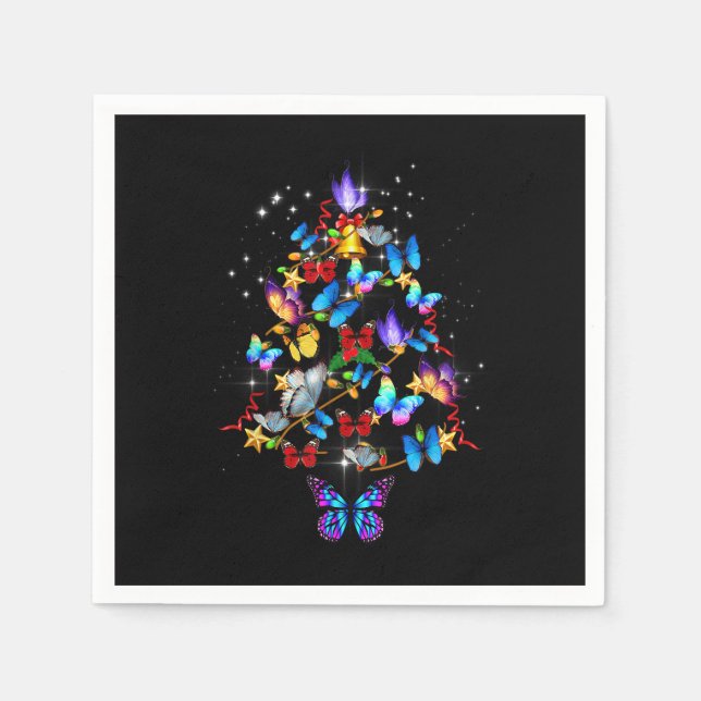 Schmetterling Weihnachtsbaum Lichter Frauen Mädche Serviette (Vorderseite)