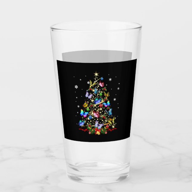 Schmetterling Weihnachtsschaum Frauen Mädchen Weih Glas (Vorderseite)