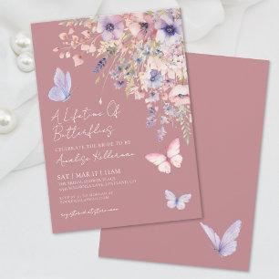 Schmetterling Wildblume Dusty Rose Brautparty Einladung