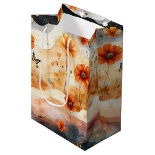 Schmetterling-Wildblume im Vintage-Stil (10) Mittlere Geschenktüte