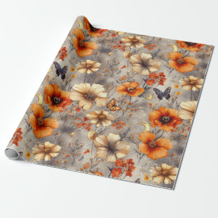 Schmetterling Wildblume im Vintage-Stil (1) Geschenkpapier