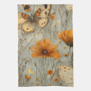 Schmetterling-Wildblume im Vintage-Stil (1) Geschirrtuch
