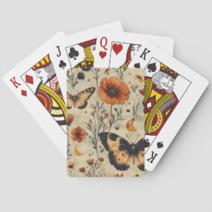 Schmetterling Wildblume im Vintage-Stil (7) Spielkarten