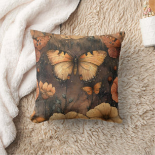 Schmetterling-Wildblume im Vintage-Stil (8) Kissen
