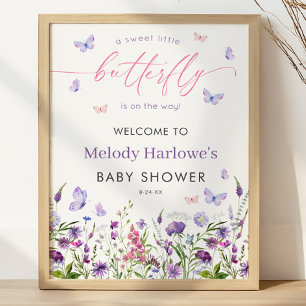 Schmetterling-Wildblume Kinderdusche 18x24 Willkom Poster