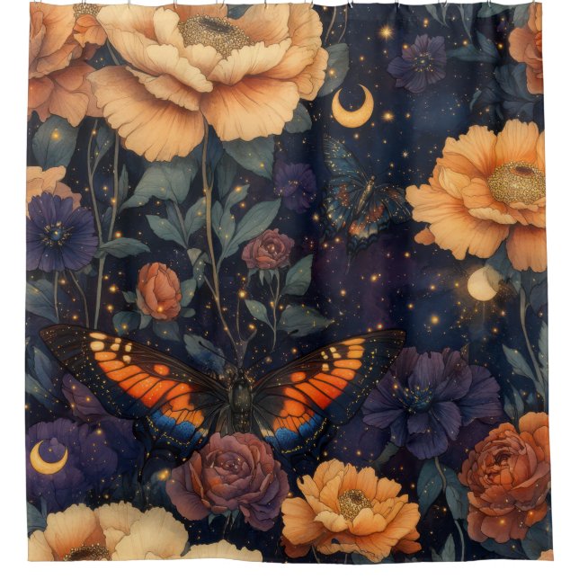 Schmetterling Wildblume Vintage (2) Duschvorhang (Vorderseite)