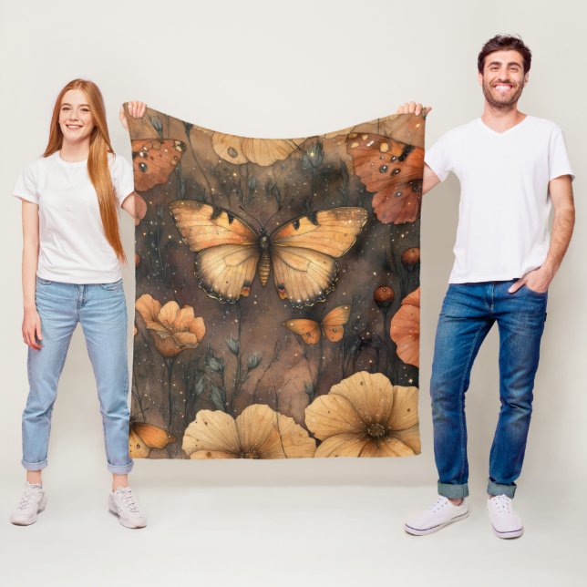 Schmetterling-Wildblume Vintage (8) Fleecedecke (Beispiel)