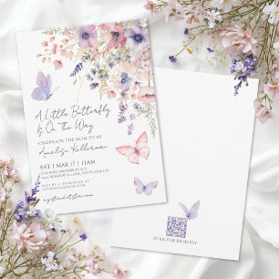 Schmetterling Wildblumen-Baby-Party Einladung