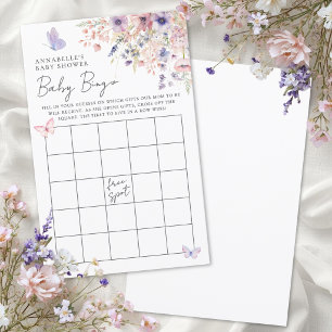 Schmetterling Wildblumen Baby Shower Bingo Spiel