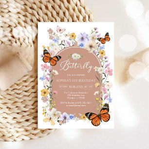 Schmetterling Wildblumen Baby Shower Einladung