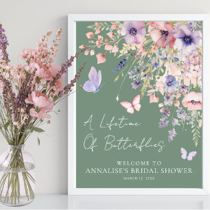 Schmetterling Wildblumen Brautdusche Poster
