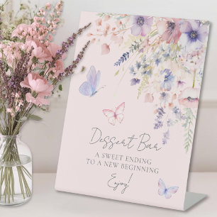 Schmetterling Wildblumen Brautparty-Dessertbar Sockelschild